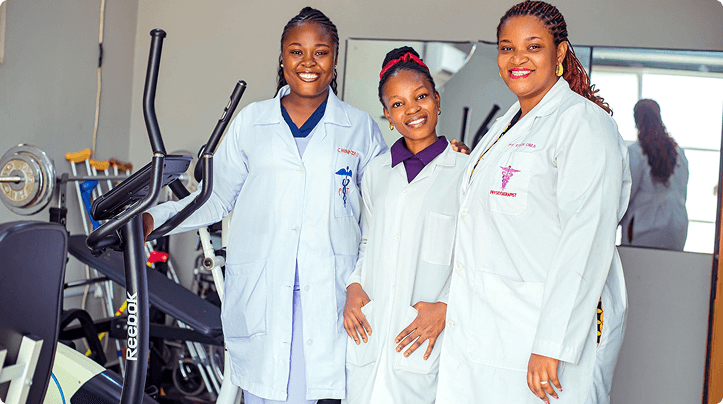 Niger Foundation Hospital physiotherapy team in the rehab gym